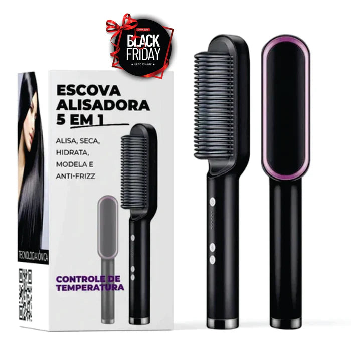 Escova Quente Alisadora - Liso Perfeito 5 em 1