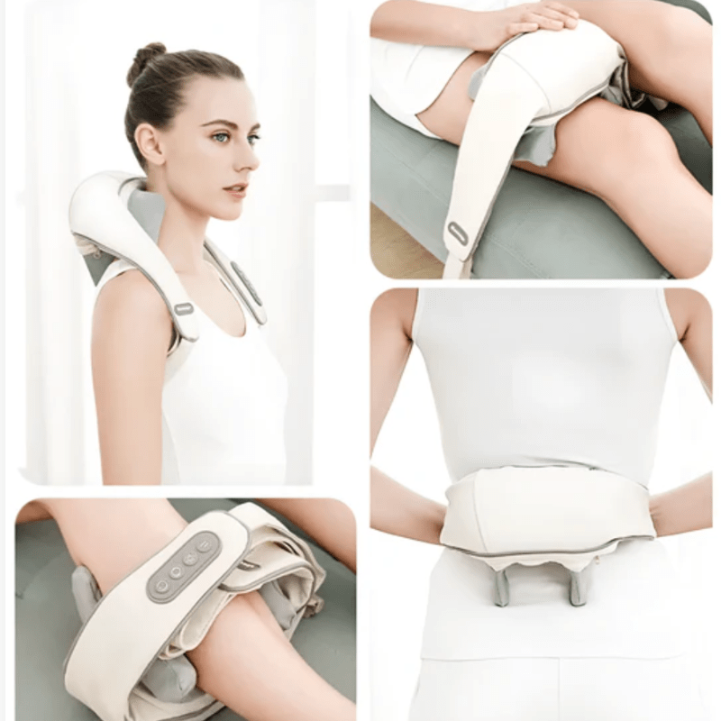 Massageador Shiatsu 3 em 1 (Pescoço e Ombro) – Terapia de Calor, Vibração e Alívio da Tensão Profunda (Recarregável)