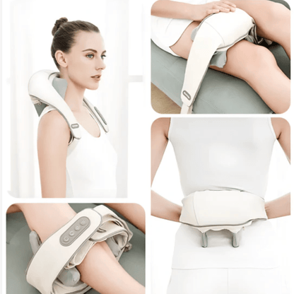 Massageador Shiatsu 3 em 1 (Pescoço e Ombro) – Terapia de Calor, Vibração e Alívio da Tensão Profunda (Recarregável)