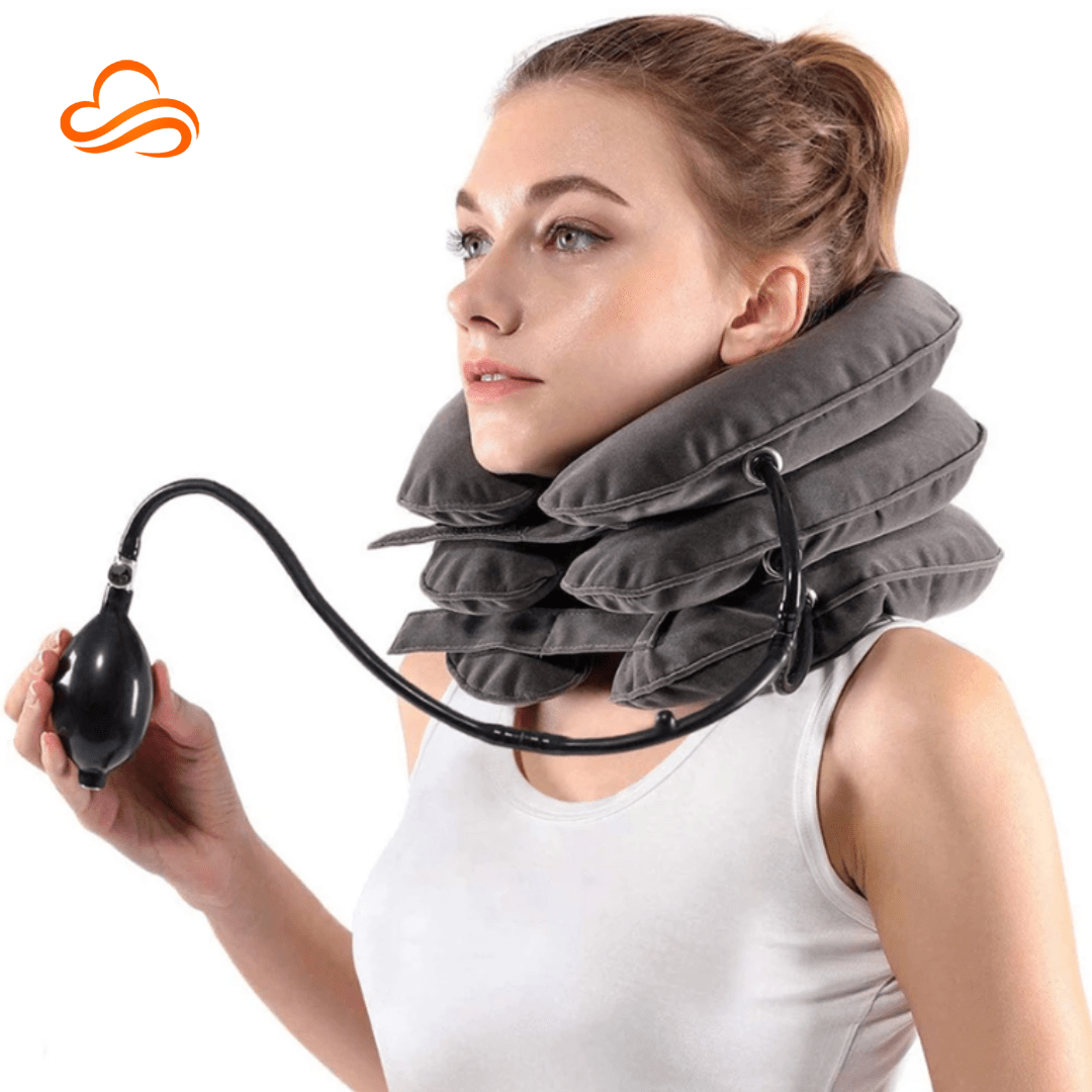 Alongador de Pescoço Inflável Kajopineck – Tração Cervical, Descompressão de Discos e Alívio da Dor de Cabeça