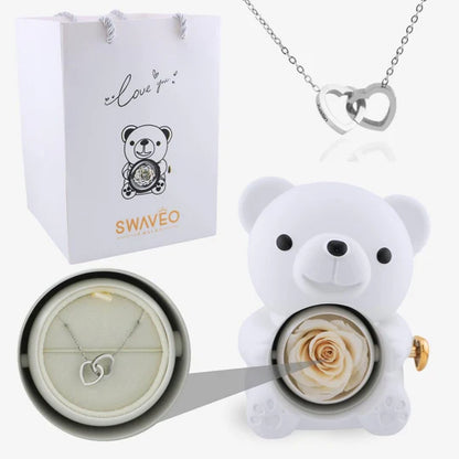 Eternal Rose Bear with Engraved Necklace