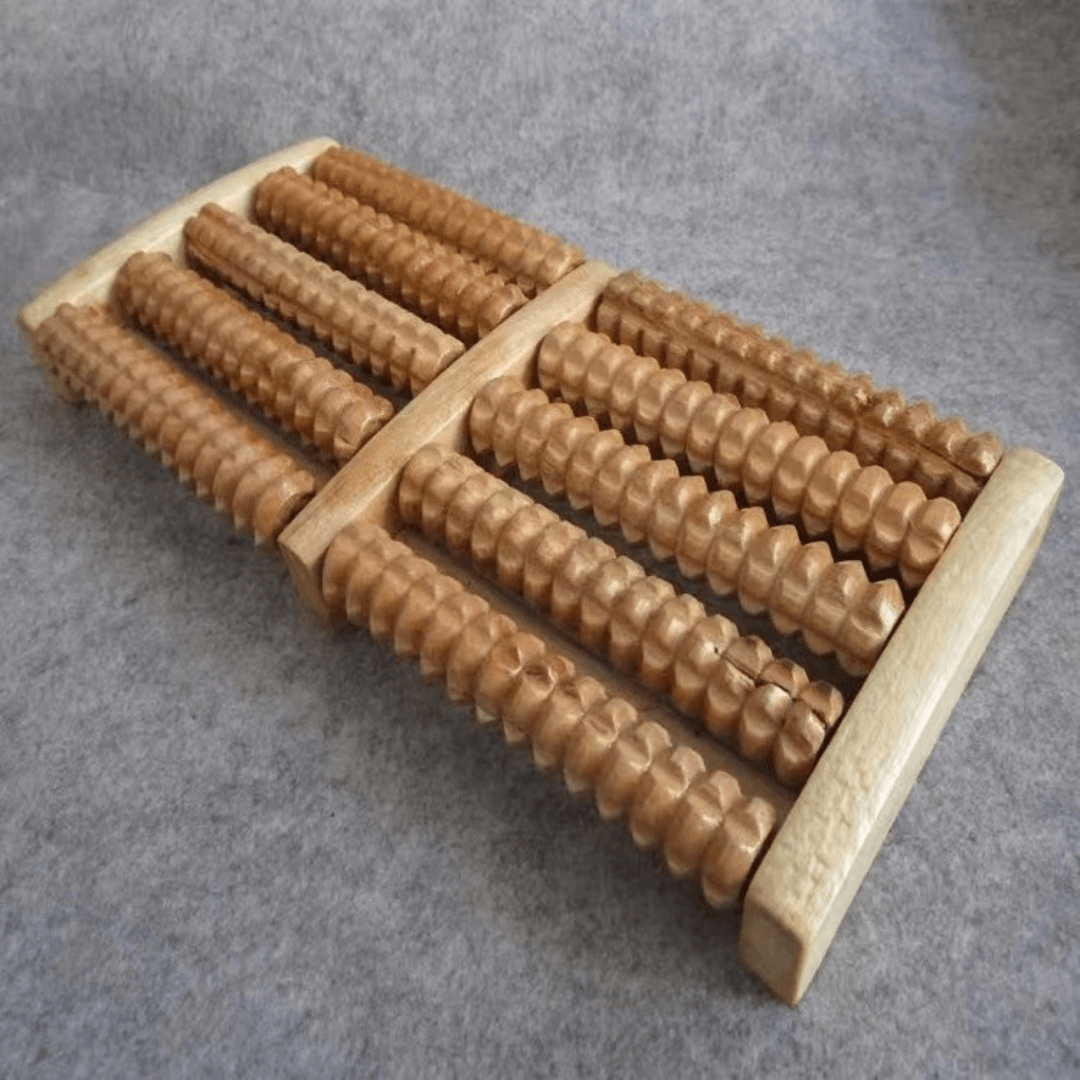 Massageador de Pés em Madeira Natural – Alívio da Tensão e Estresse, Conforto Portátil