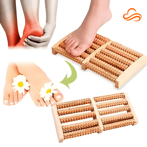 Massageador de Pés em Madeira Natural – Alívio da Tensão e Estresse, Conforto Portátil