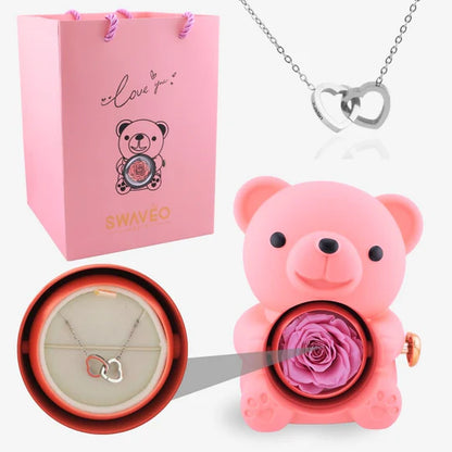 Eternal Rose Bear with Engraved Necklace