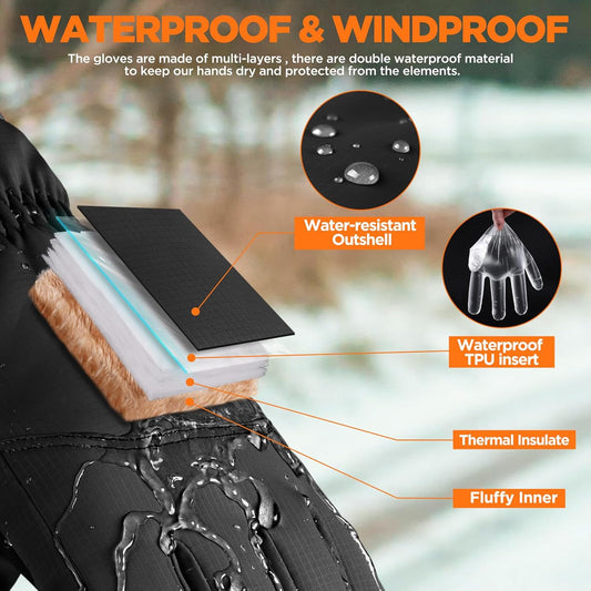 Waterproof and Warm Winter Gloves for Skiing and Snow