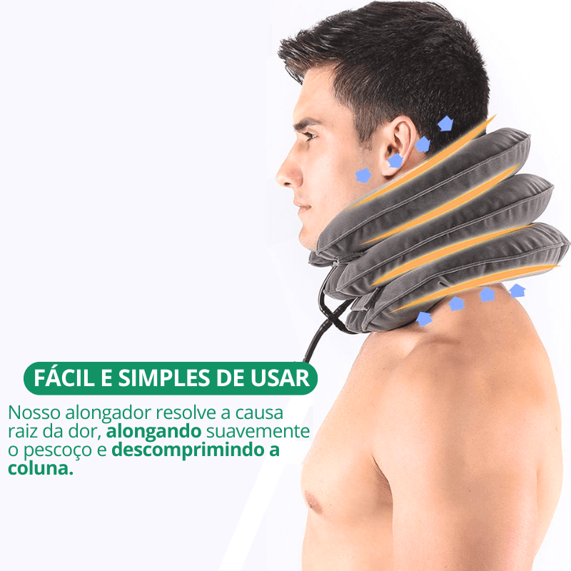 Alongador de Pescoço Inflável Kajopineck – Tração Cervical, Descompressão de Discos e Alívio da Dor de Cabeça