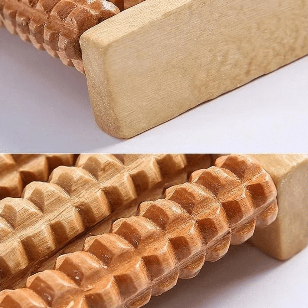 Massageador de Pés em Madeira Natural – Alívio da Tensão e Estresse, Conforto Portátil