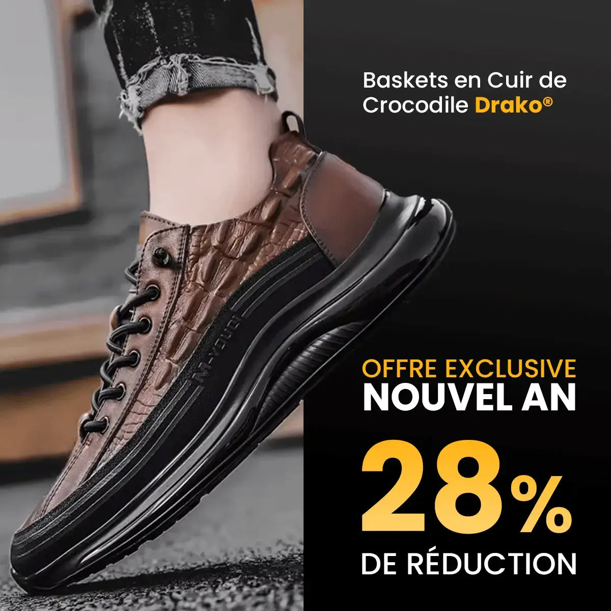 Drako® Herren Croc Skin Sneakers