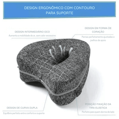 Almofada de Memória para Pernas – Alinhamento Coluna, Alívio Dores Joelho e Ciática, Uso Lateral