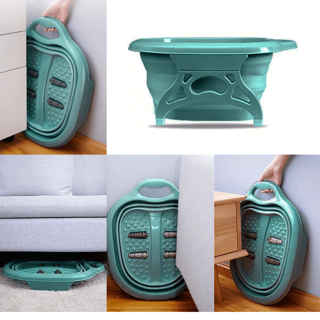 Bacia Dobrável para Spa de Pés com Rolos Massageadores – Conforto para Pés Cansados