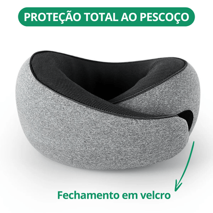 Almofada de Pescoço Ergonômica 360º – Espuma de Memória, Suporte Firme para Viagens